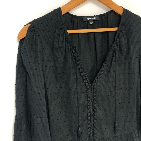 Madewell Black Peekaboo Pom Pom Blouse - Picture 7 of 13